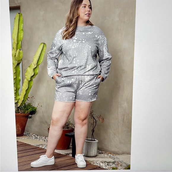 Gray Splatter Print Lounge Pajama Set Knit Size 3X - Picture 5 of 5